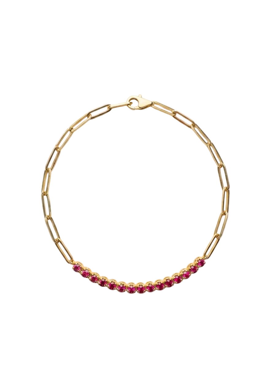 Ruby & Gold Link Bracelet