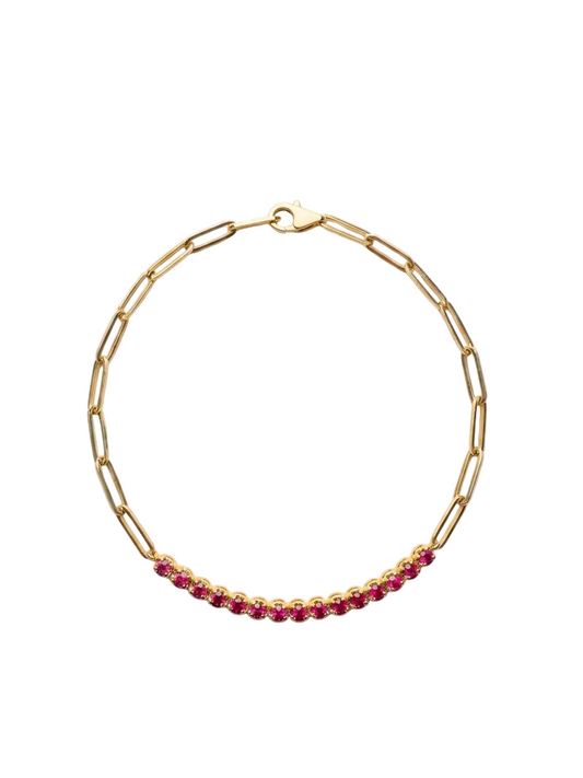 Ruby & Gold Link Bracelet