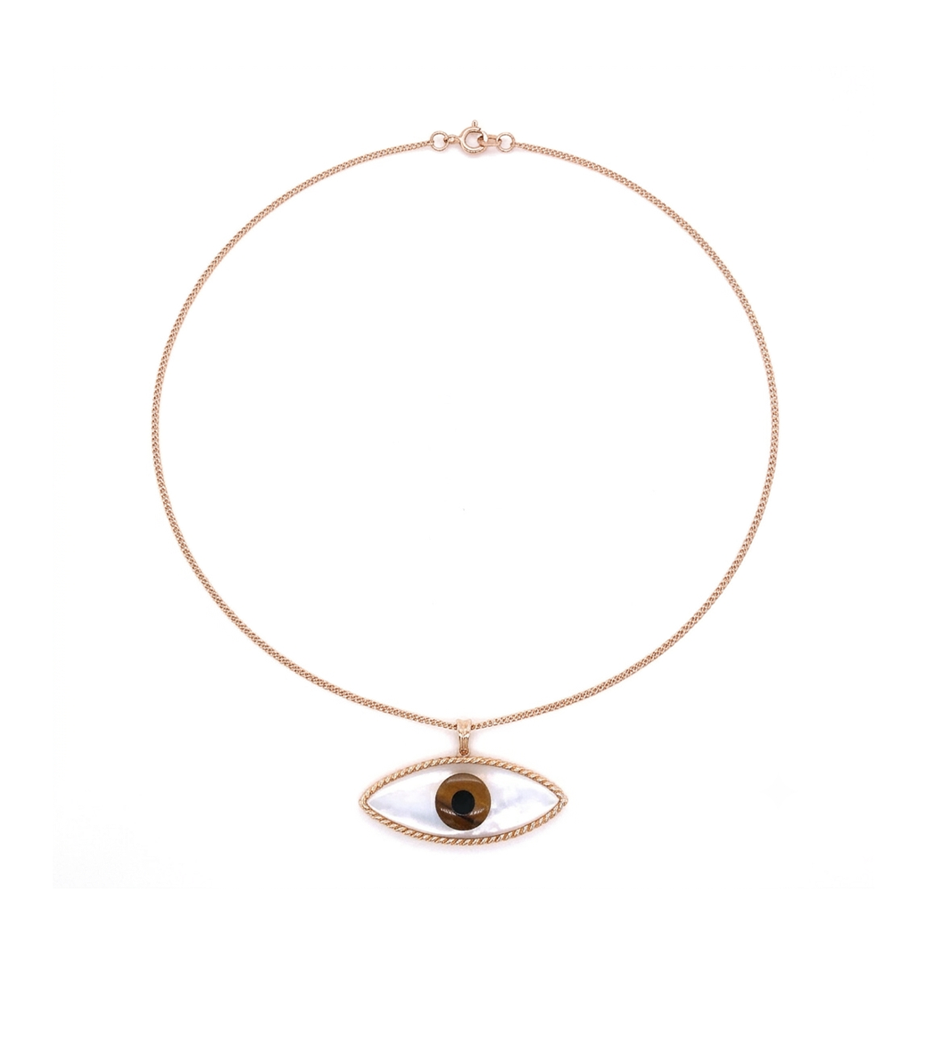 Mother of Pearl Evil Eye & Rose Gold Necklace