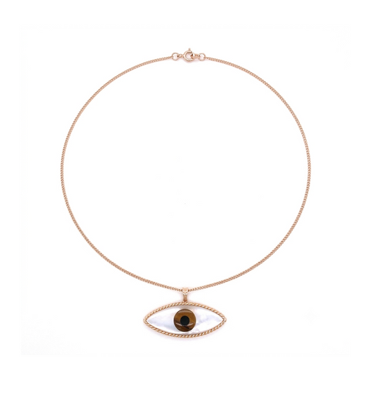 Mother of Pearl Evil Eye & Rose Gold Necklace