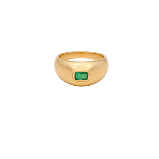 Dome Gold & Emerald Ring
