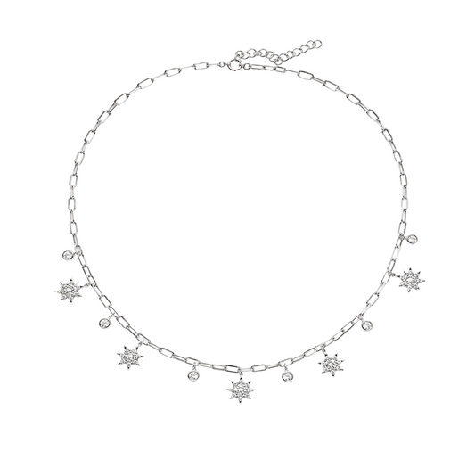 Diamond & White Gold Starburst Necklace