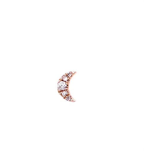 Gold & Diamond Crescent Moon Stud Earring