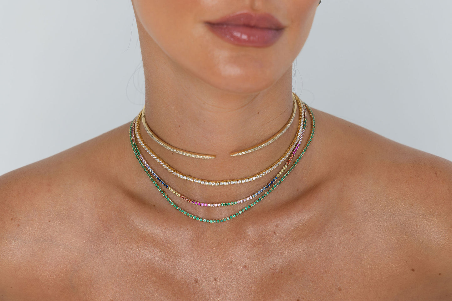 Diamond Yellow Gold Tennis Necklace