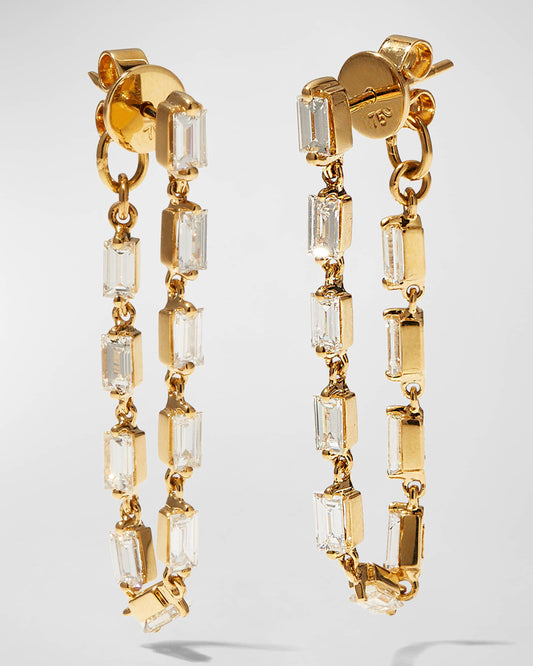 Diamond & Gold Chain Stud Earrings