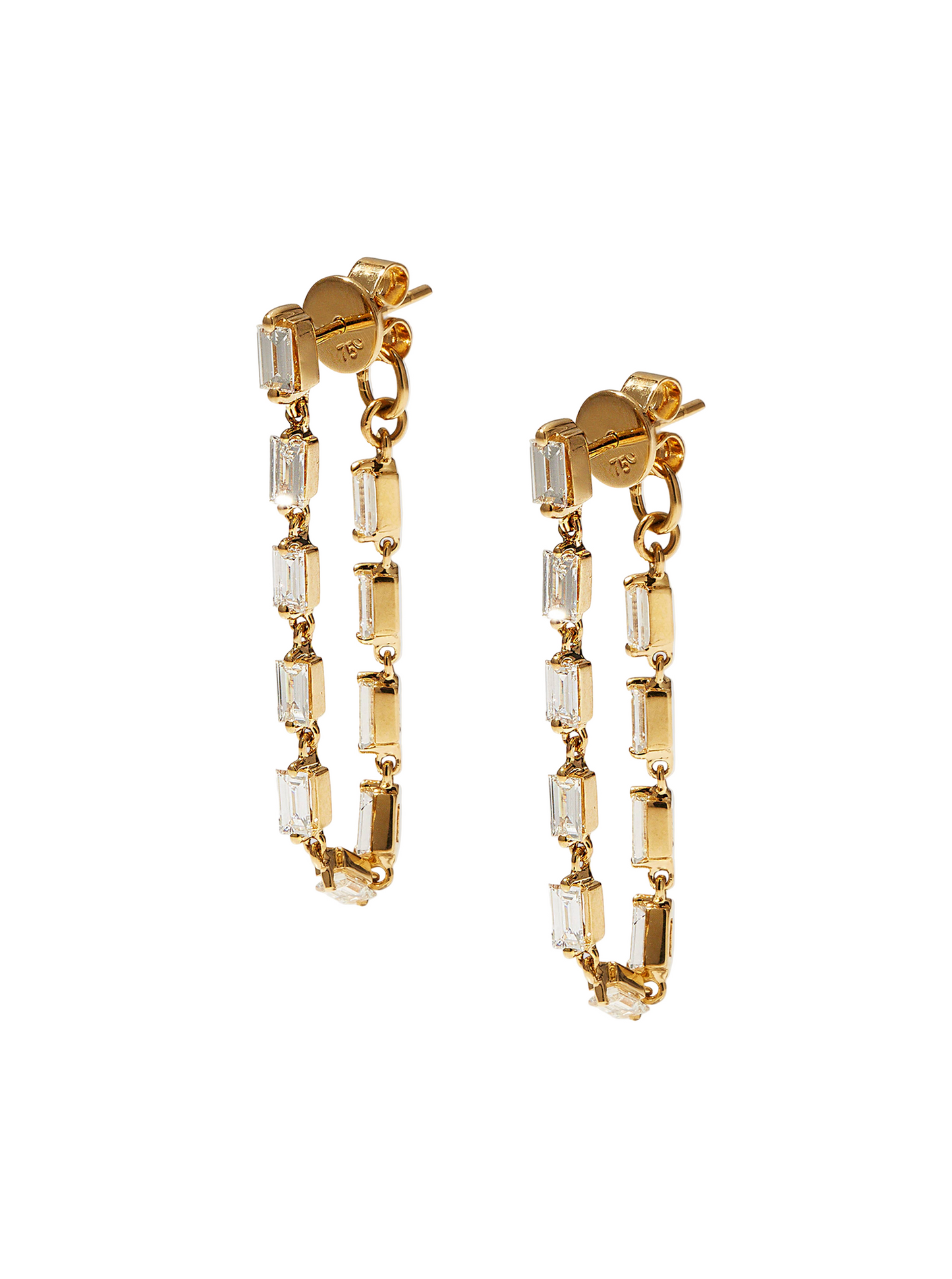 Diamond & Gold Chain Stud Earrings