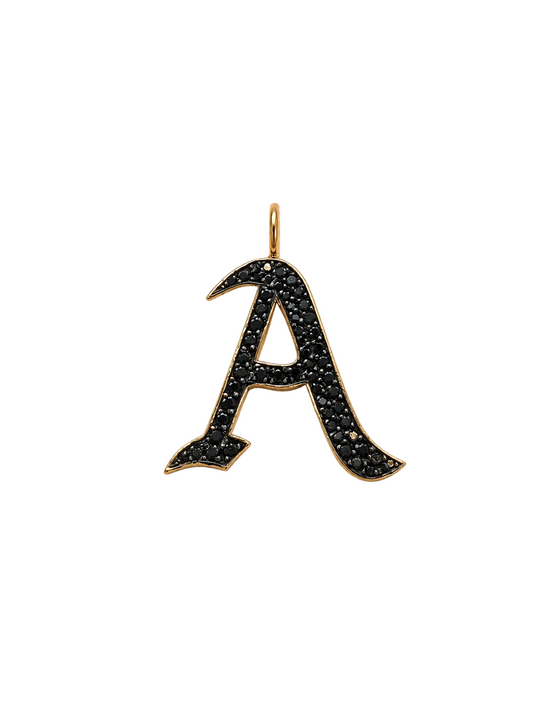 Black Diamond & Gold Initial Charm