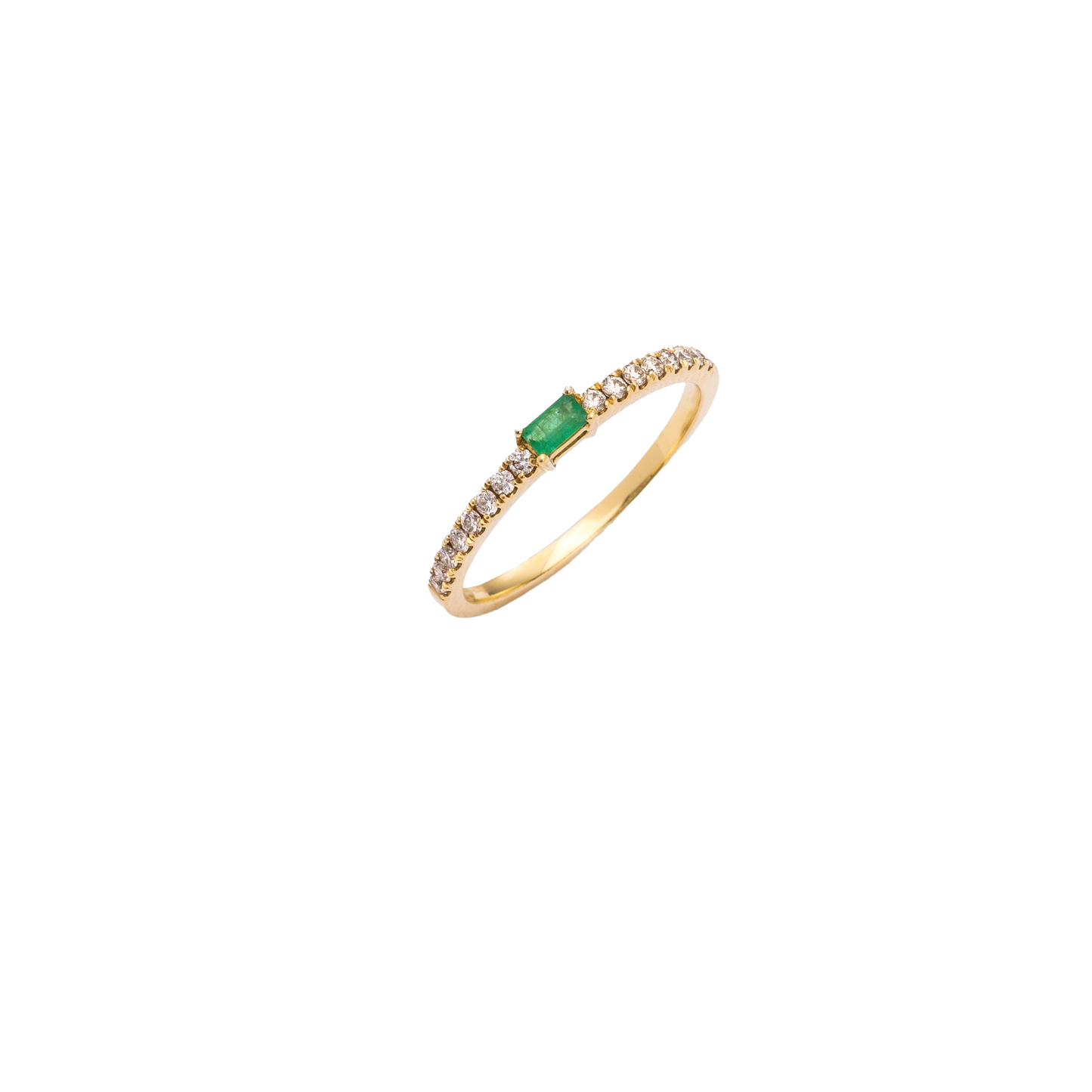 Emerald & Diamond Gold Thin Ring