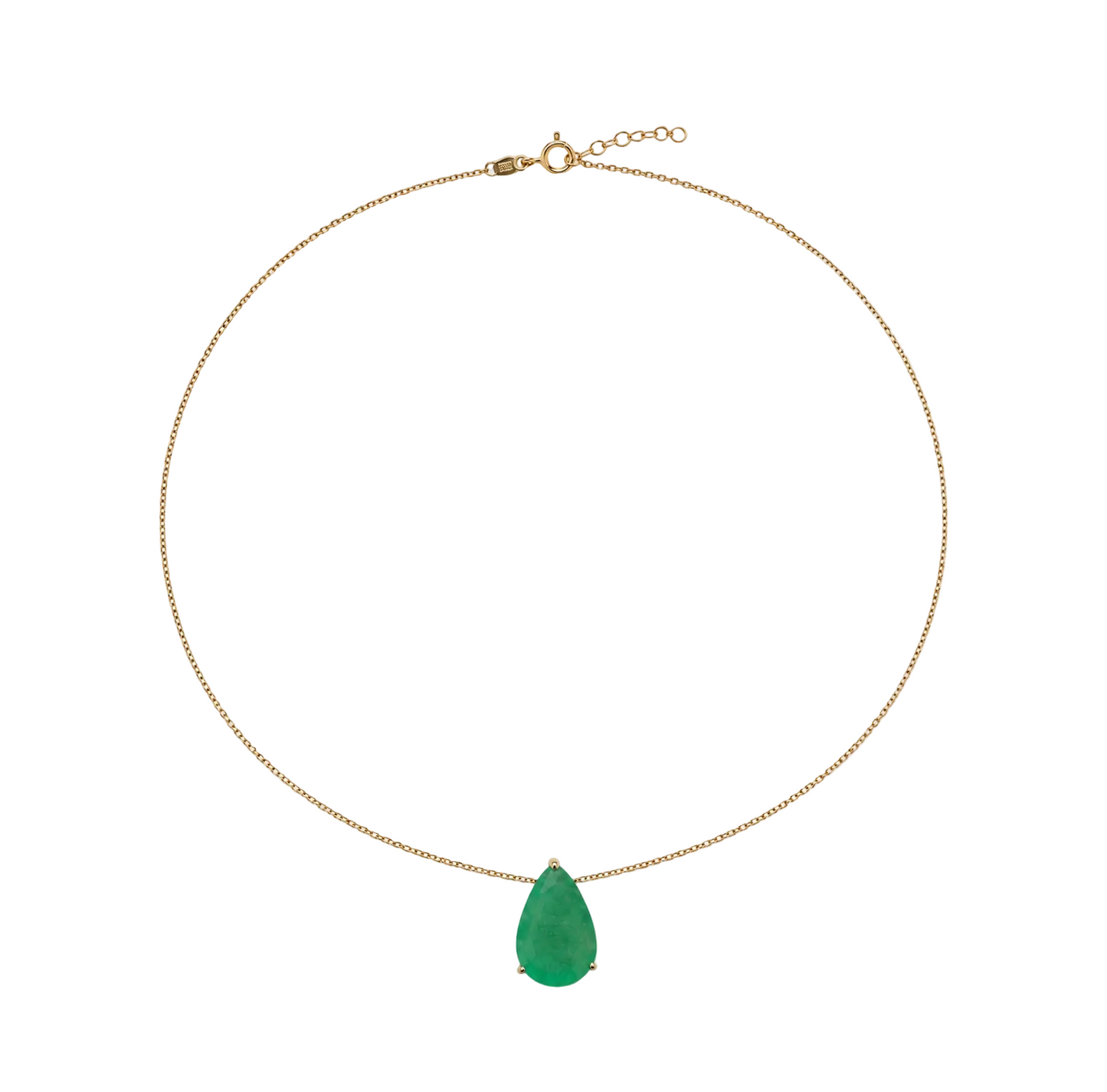 Colombia Emerald Pear & Gold Necklace