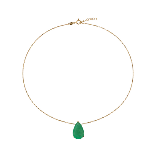 Colombia Emerald Pear & Gold Necklace