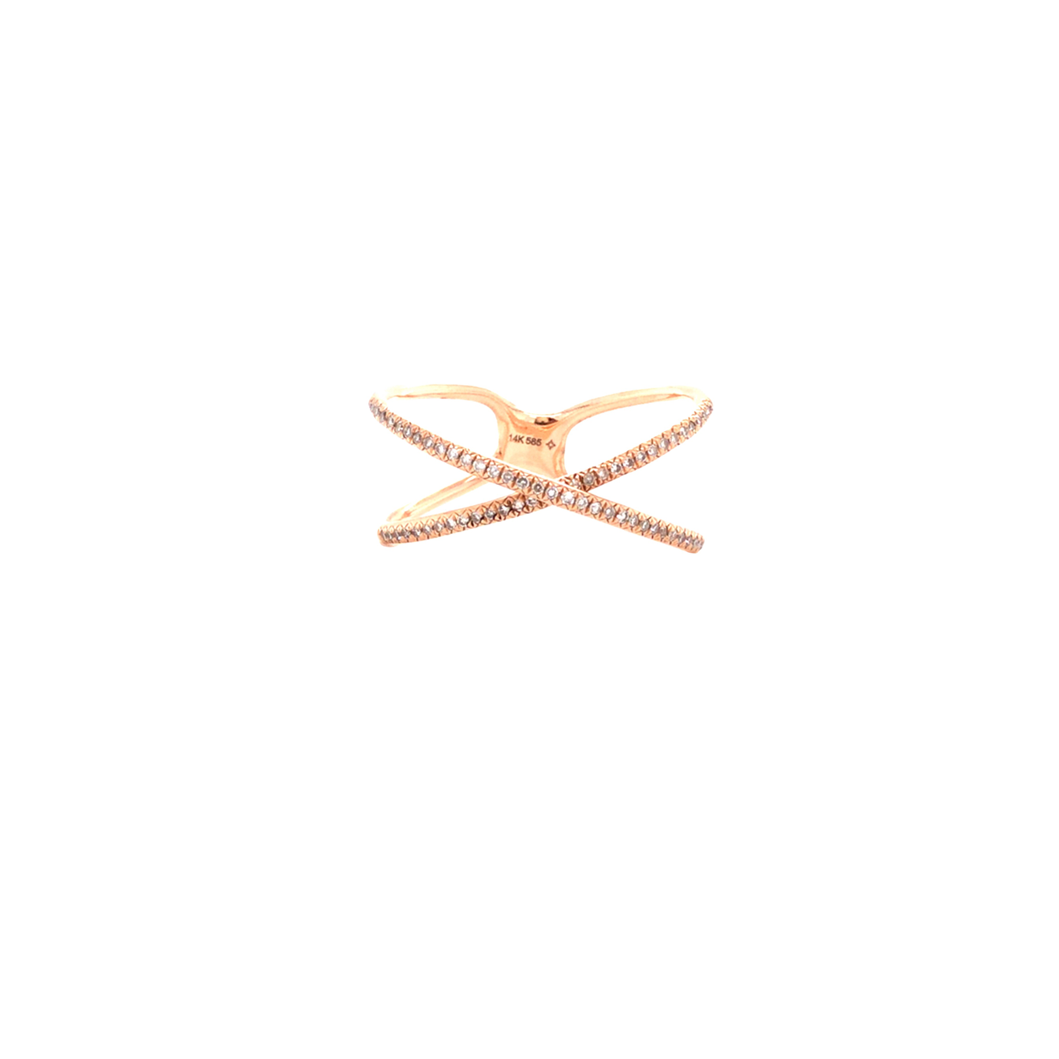 Diamond & Rose Gold Criss Cross Ring