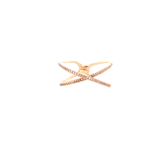 Diamond & Rose Gold Criss Cross Ring