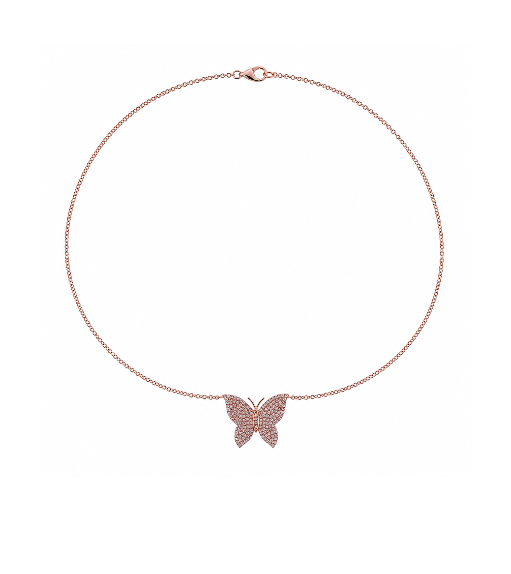 Diamond & Rose Gold Butterfly Necklace