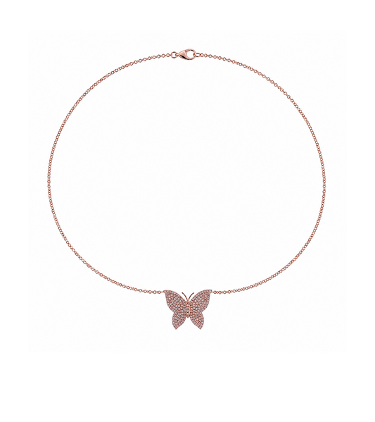 Diamond & Rose Gold Butterfly Necklace