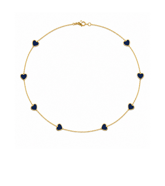 Lapis Lazuli  & Gold Heart Station Necklace
