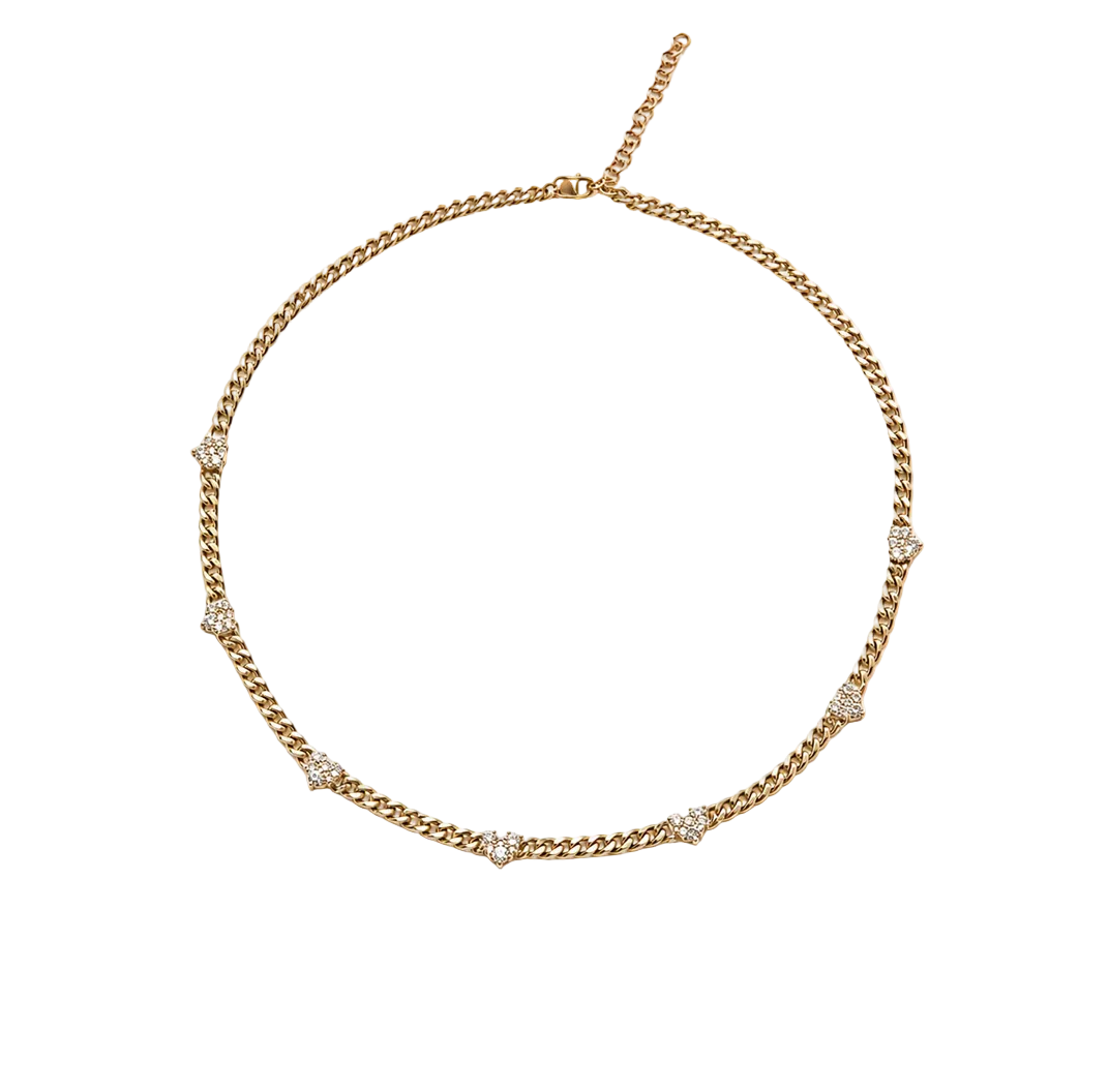Gold & Diamond Heart Link Necklace