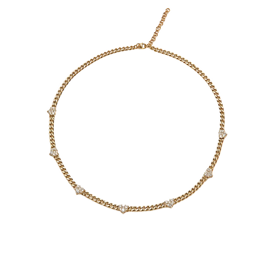 Gold & Diamond Heart Link Necklace