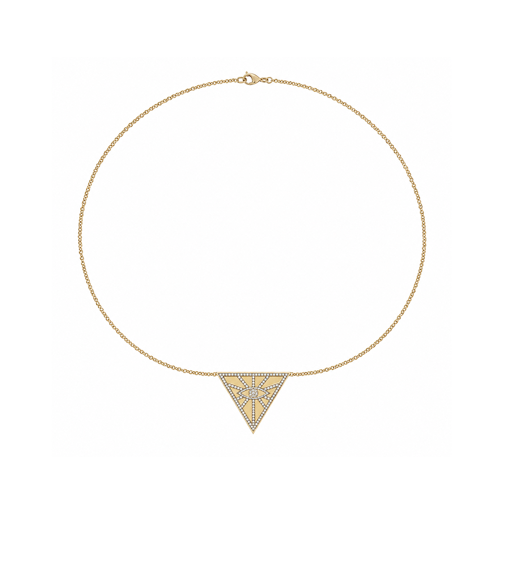 Diamond & Gold Evil Eye Pyramid Necklace