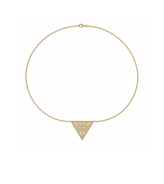 Diamond & Gold Evil Eye Pyramid Necklace