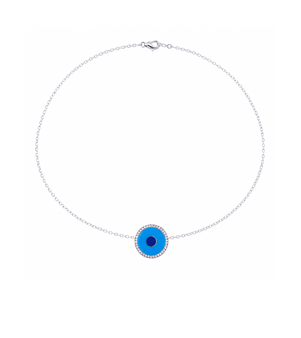 Turquoise, Diamond & White Gold Evil Eye Necklace