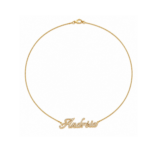 Diamond Customizable Name Gold Necklace