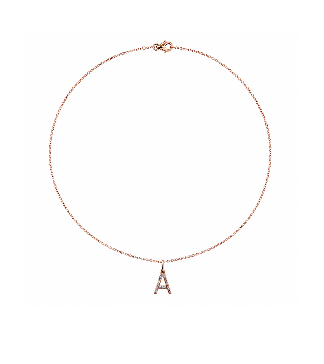 Diamond & Rose Gold Initial Necklace