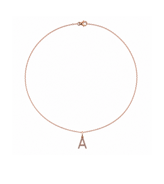 Diamond & Rose Gold Initial Necklace