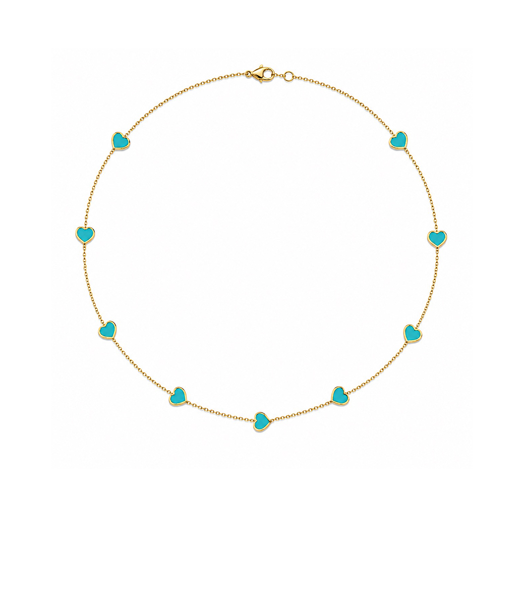 Turquoise & Gold Heart Necklace