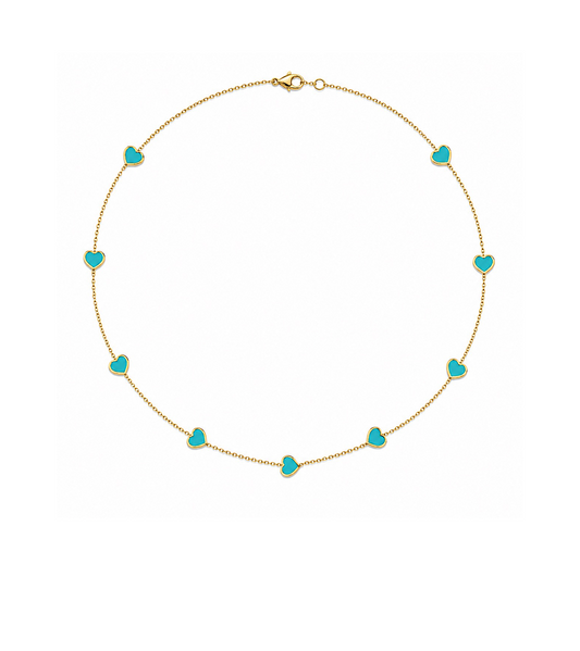 Turquoise & Gold Heart Necklace