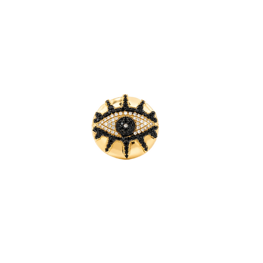 Diamond & Gold Evil Eye Pinky Ring