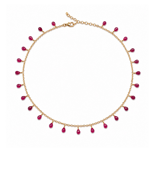 Ruby & Gold Station Necklace