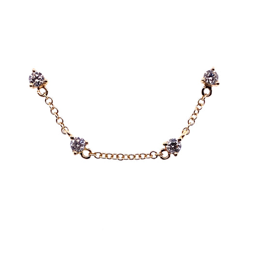 Gold & Diamond Chain Earring