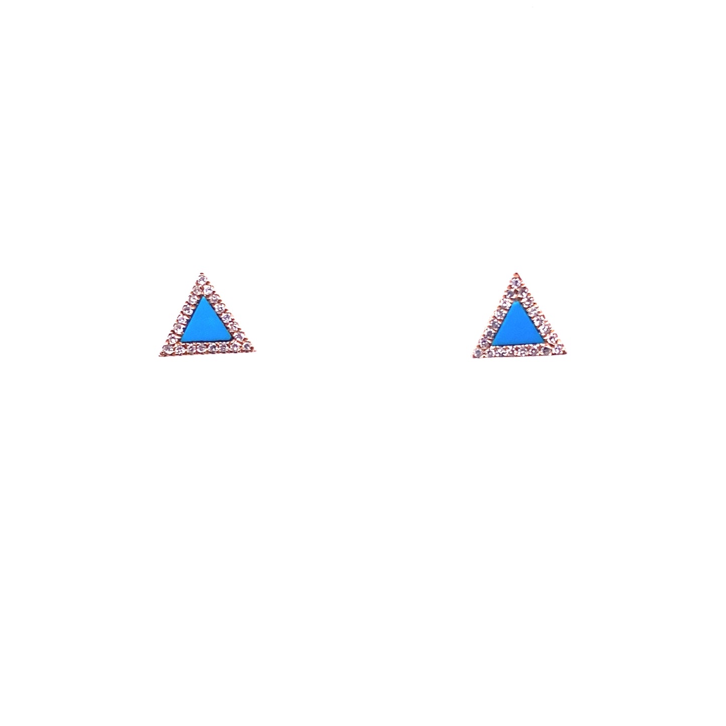 Rose Gold & Diamond Mini Pave Turquoise Triangle Earrings