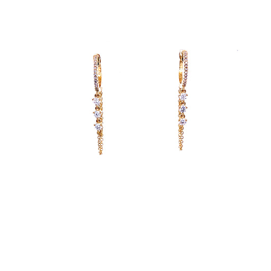 Gold & Diamond Huggie Chain Earrings