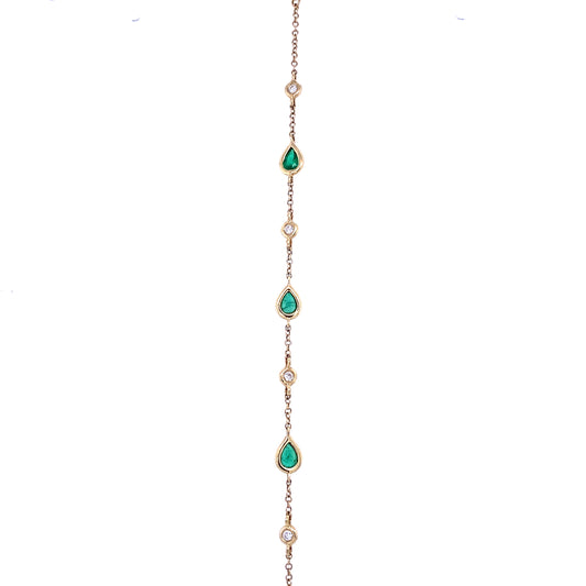 Diamond & Emerald Gold Hand Chain