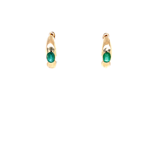 Gold & Emerald Huggie Earrings