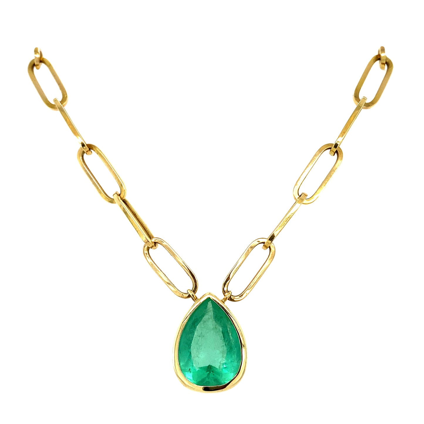 Gold & Emerald Paperclip Necklace