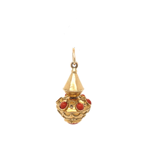 Gold & Coral Gemstone Pendant