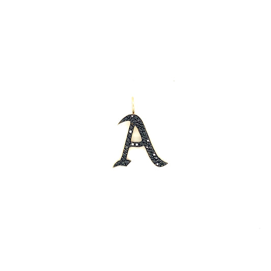 Gold & Black Diamond Letter ''A'' Pendant