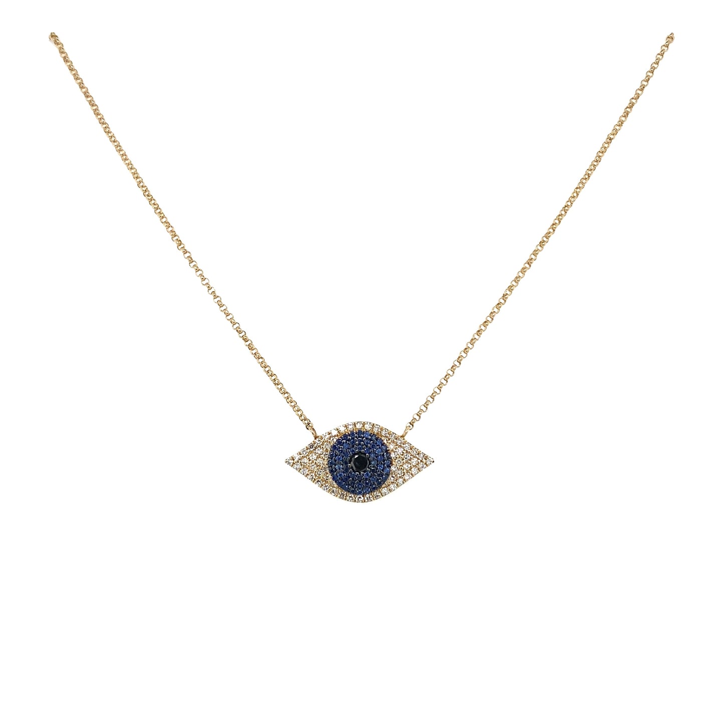 Gold & Diamond Sapphire Evil Eye Necklace