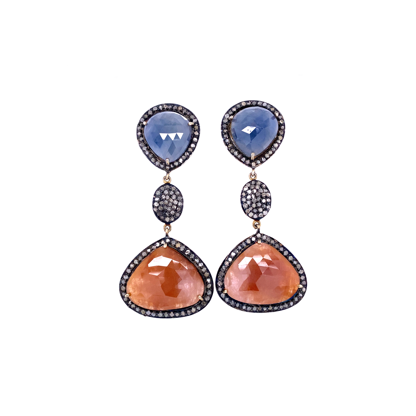 Sapphire and Ruby  Diamond  Earrings