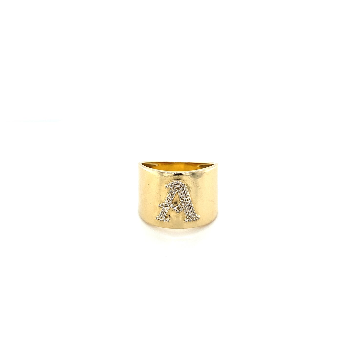 Gold & Diamond Letter 'A' Ring