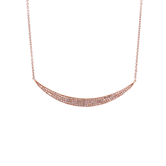 Diamond & Rose Gold Scooped Bar Necklace