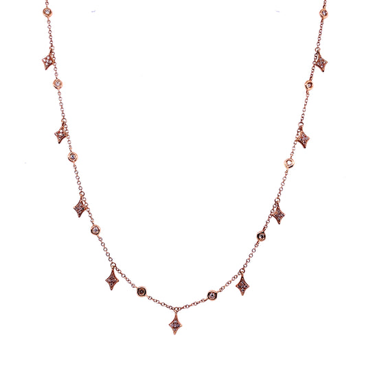 Diamond & Rose Gold Star Station Necklace