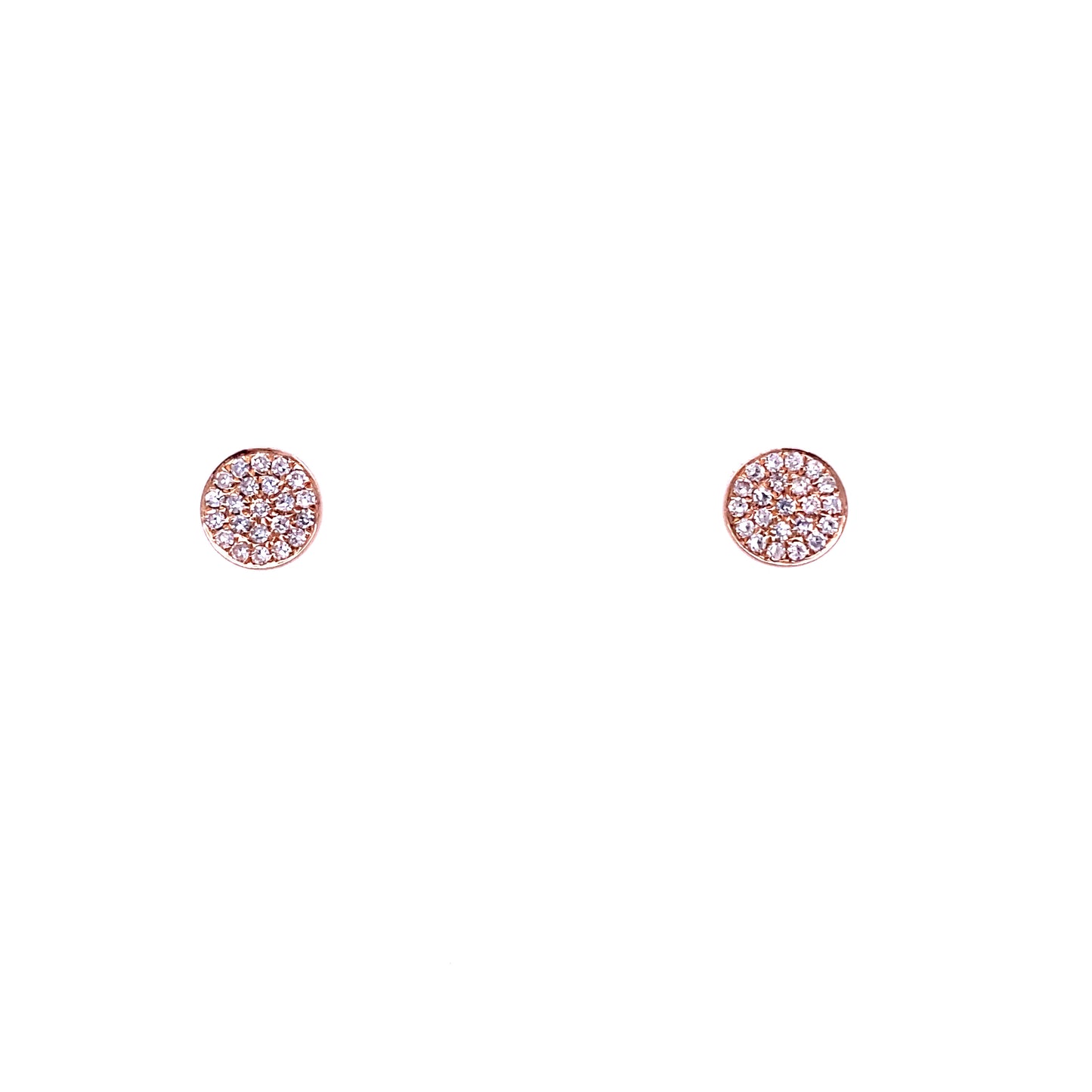 Rose Gold & Diamond Flat Circle Stud Earring