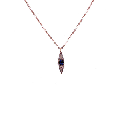 Diamond, Rose Gold & Sapphire Evil Eye Necklace