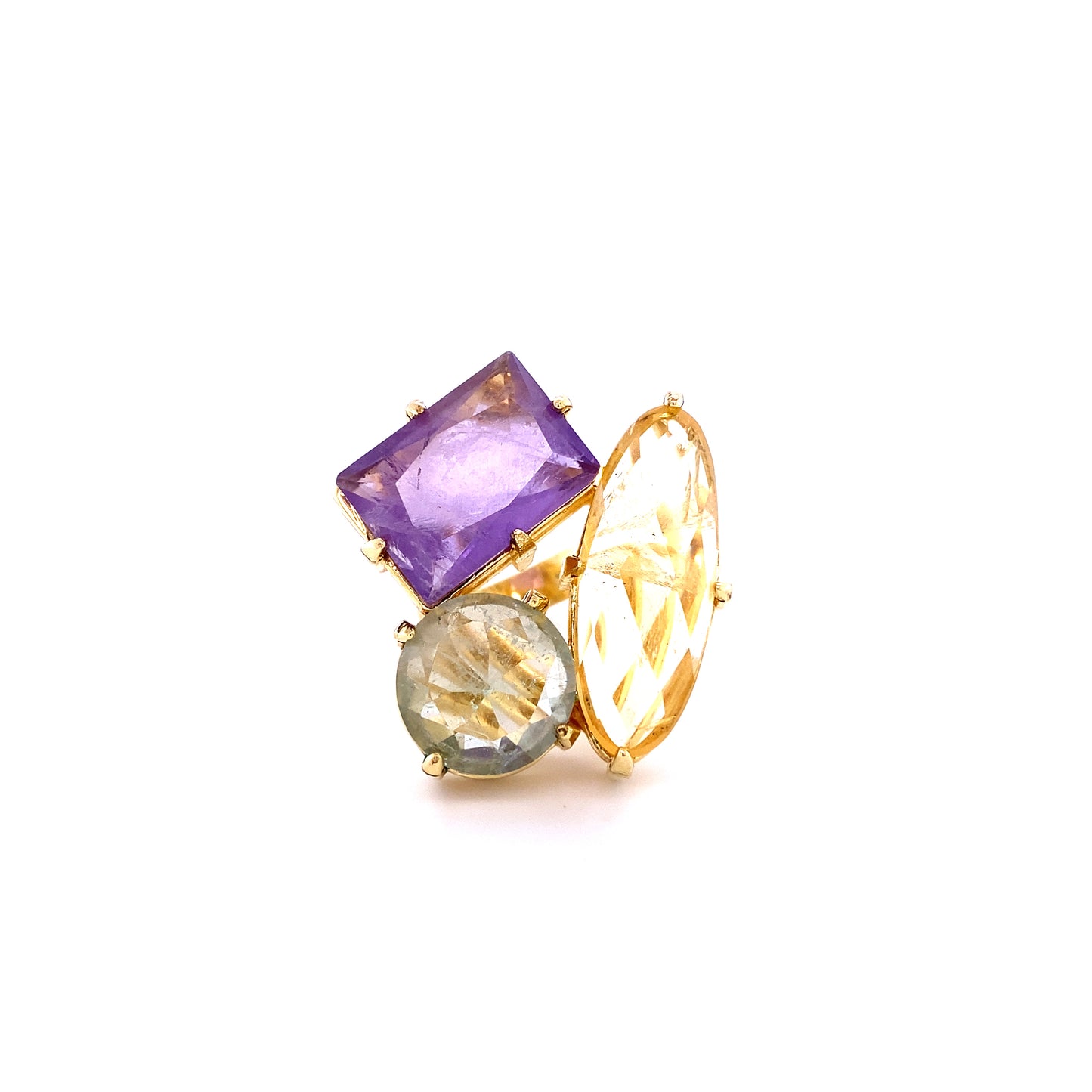 Gold & 3 Gemstone Ring