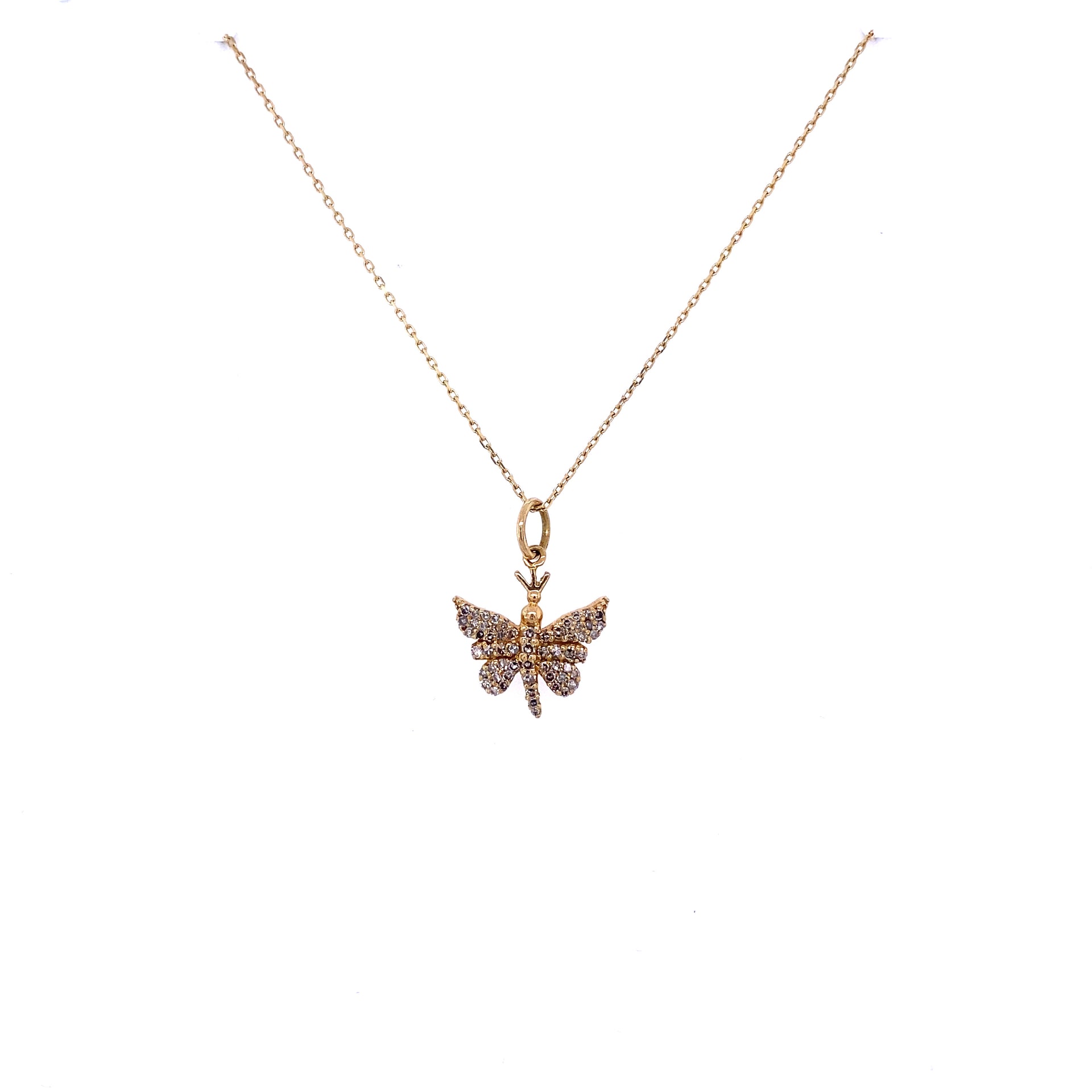 Diamond & Gold Dragonfly Necklace
