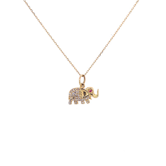 Diamond, Gold & Ruby Elephant Necklace