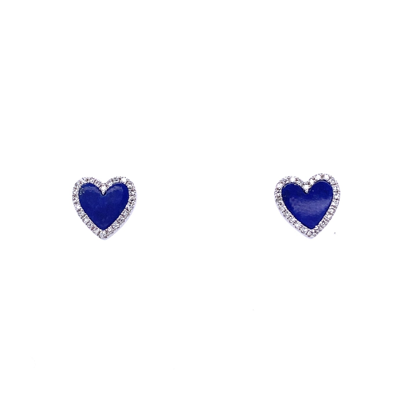 White Gold & Diamond Lapis Heart Earring